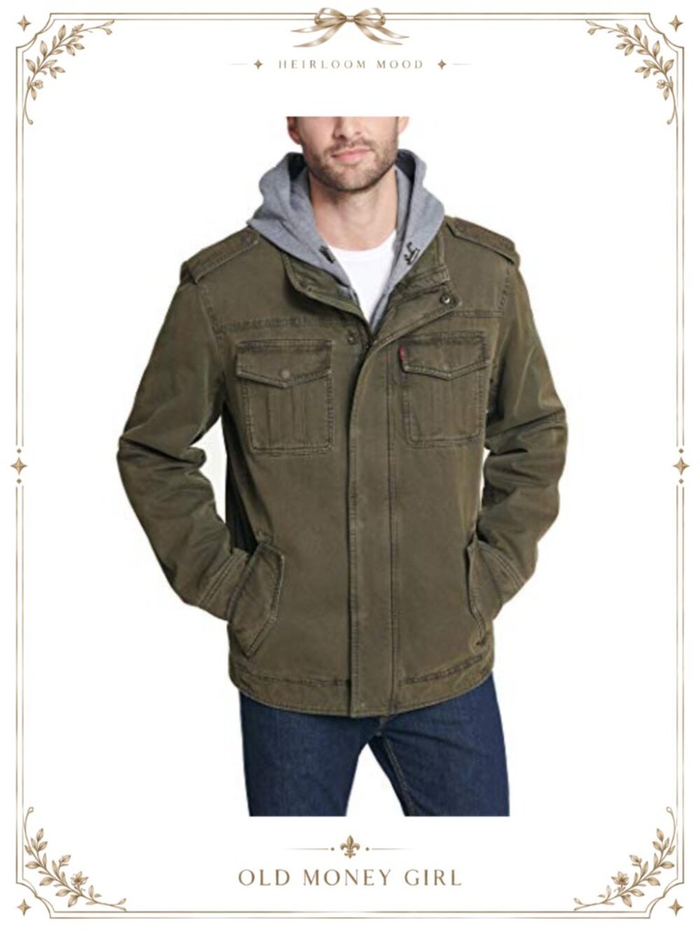 Men's Washed Cotton Hooded Military Jacket